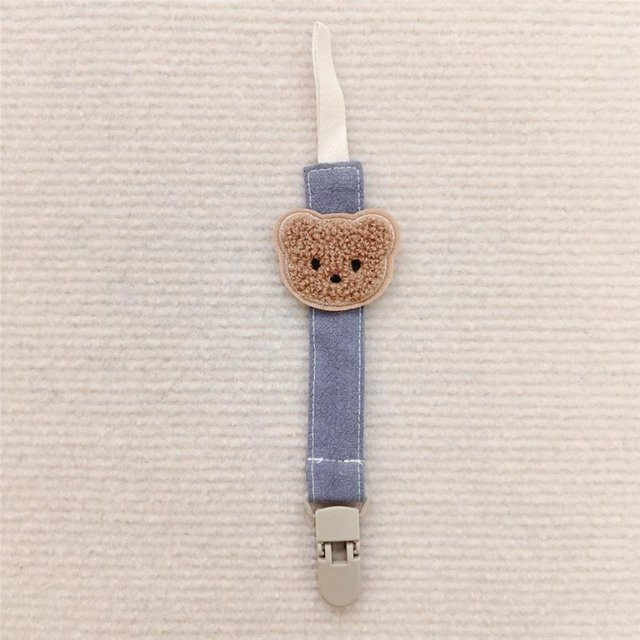 Fashnics Baby Schnullerband mit Bär Motiv und Clip in Blau aus Leinen und Baumwolle - Bild 1