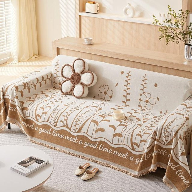 Luxus Sofabezug aus Chenille mit floralem Boho-Design, Vier-Jahreszeiten-Sofakissenbezug, Breite: 180 cm, Tiefe: 130 cm - Bild 1