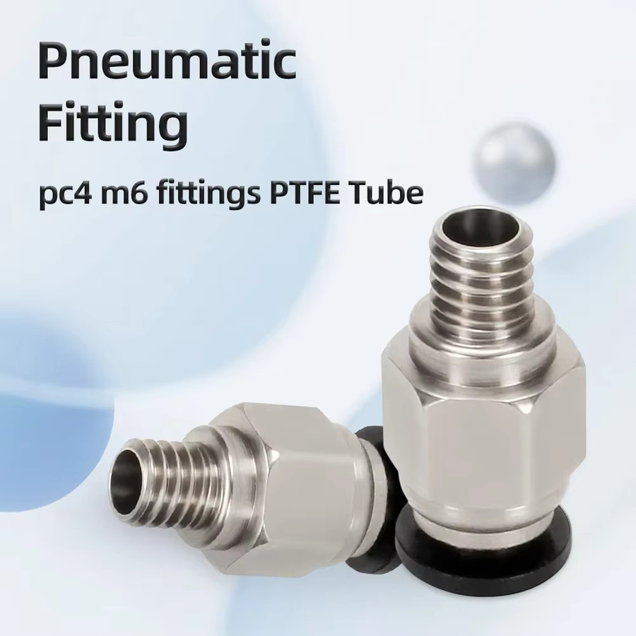 Sprout Labs PC4-M6 männlicher gerader pneumatischer PTFE-Schlauch Anschluss für 3D-Drucker in Silber - Bild 2