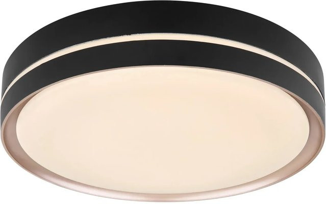 Globo LED-Deckenleuchte Manni Schwarz mit bronzefarbenem Metallring, dimmbar und mit Fernbedienung, Durchmesser: 38,5 cm - Bild 1