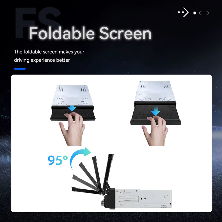 Podofo 1DIN Intelligentes Carplay Android Auto Autosystem mit 128G Speicher, GPS, WIFI und manuellem Teleskop-Display in Schwarz - Bild 4