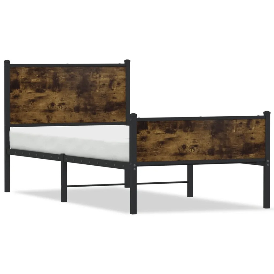 vidaXL Metallbett in Räuchereiche und Braun ohne Matratze B/T/H: 90 x 200 cm - Bild 2