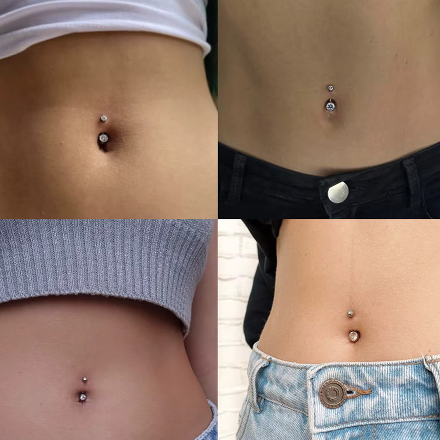 PUTITUP Bauchnabelpiercing Titan, Zirkonia, Silber - Bild 2