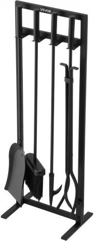 VEVOR Kaminbesteck-Set aus Schmiedeeisen und Stahl, 5-teilig mit Rahmenständer, Zange, Ascheschaufel, Bürste und Schürhaken, Schwarz - Bild 1