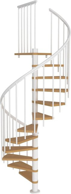 Dolle Spindeltreppe Montreal in Weiß mit Buchenfurnier, Durchmesser: 140 cm, bis 282 cm Raumhöhe - Bild 1