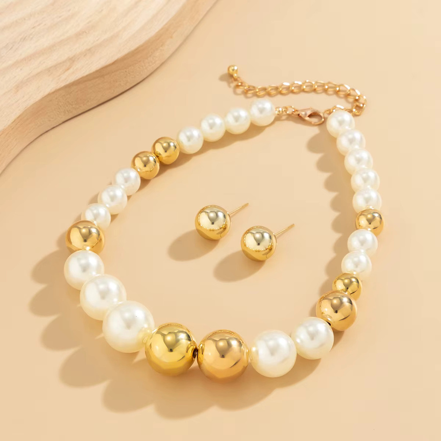 Ingemark Schmuck Set, Halskette, Ohrringe, Acryl, Perle, Gold, Damen - Bild 2