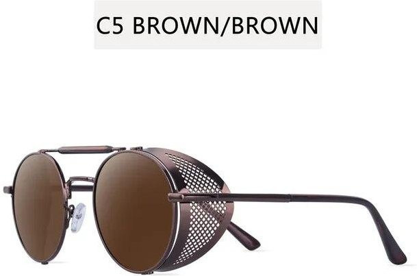 CICI Global Glasses Sonnenbrille, Rund, Metall, Vollrand, Unisex, Grey, Brown - Bild 1
