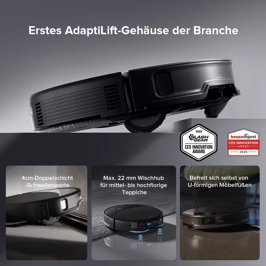 Roborock Saros 10R Saug-Wischroboter Schwarz mit Hebarem Wischmopp, Ultra-Slim Design 7,98 cm, StarSight System 2.0 und Zero-Tangle Technologie - Bild 5