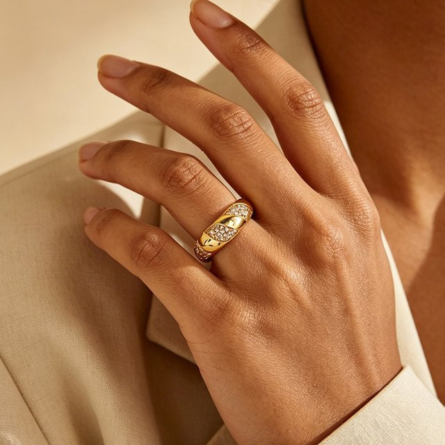 ICFTZWE Ring Edelstahl, Gold, Zirkonia, Damen - Bild 1