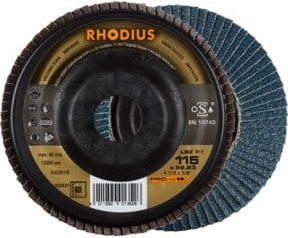 RHODIUS PROline LSZ P1 Fächerschleifscheibe K60 Durchmesser: 115 mm, Bohrung: 22,23 mm, Farbe: Multicolour - Bild 1