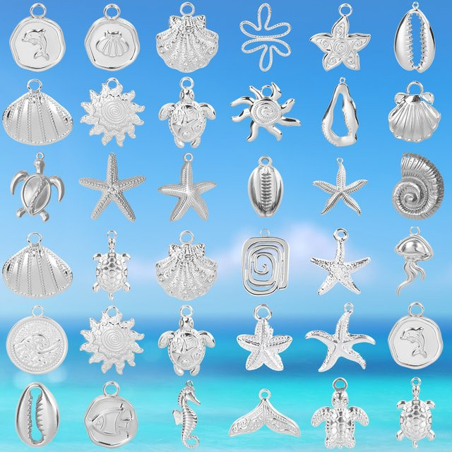 GLOWCAT Charms, Edelstahl, Silber, Meerestiere, Unisex - Bild 1