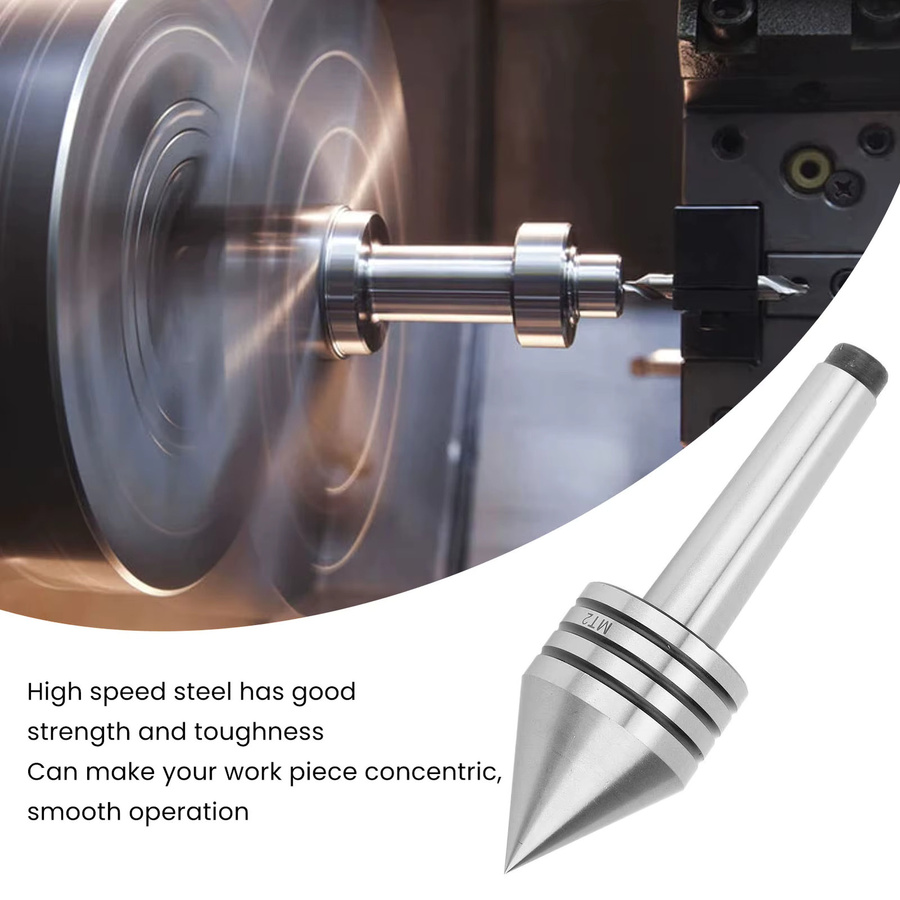 Aramox Reitstock Live Center HSS mit 60-Grad-Genauigkeit MT2 für CNC-Drehmaschinen in Silber - Bild 3
