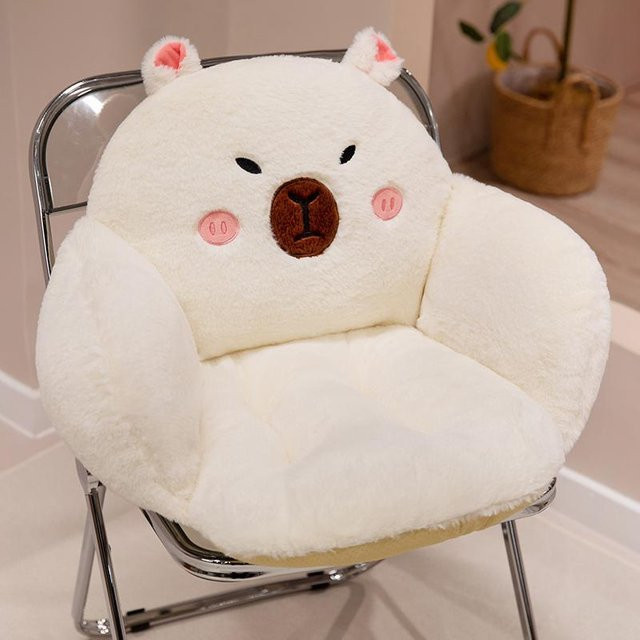 Niedliches Capybara Plüschkissen in Weiß, weiches Stofftier als Kuscheltier und Lendenstütze für Sofa und Stuhl - Bild 1