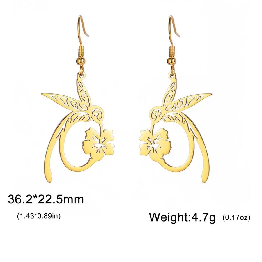 Cazador Ohrringe Kolibri-Blumen, Edelstahl, Gold, Damen - Bild 4