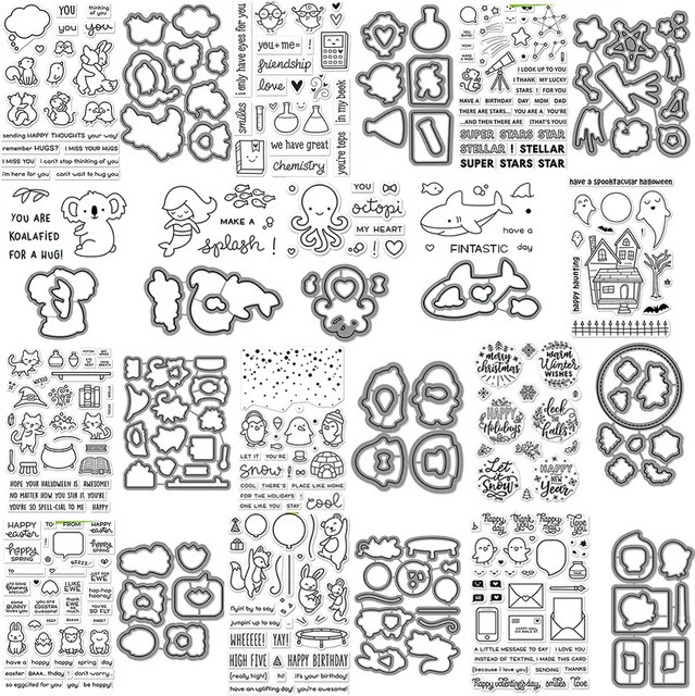 Happy Haunting Octopus Set mit klaren Stempeln und Metall-Stanzformen für DIY-Handwerk, Scrapbooking und Dekoration - Bild 1