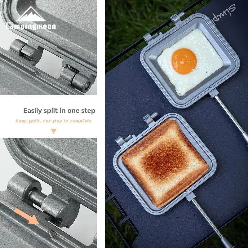 CAMPINGMOON TT-1315 Toasted Sandwich Maker Antihaft-Sandwichpresse aus Aluminium in Silber - Bild 4