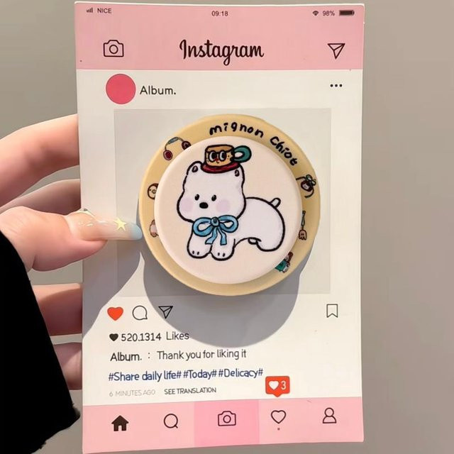 Magnetischer MagSafe Griptok Ständer mit süßem koreanischem Cartoon Welpen Design für dein iPhone - Bild 1