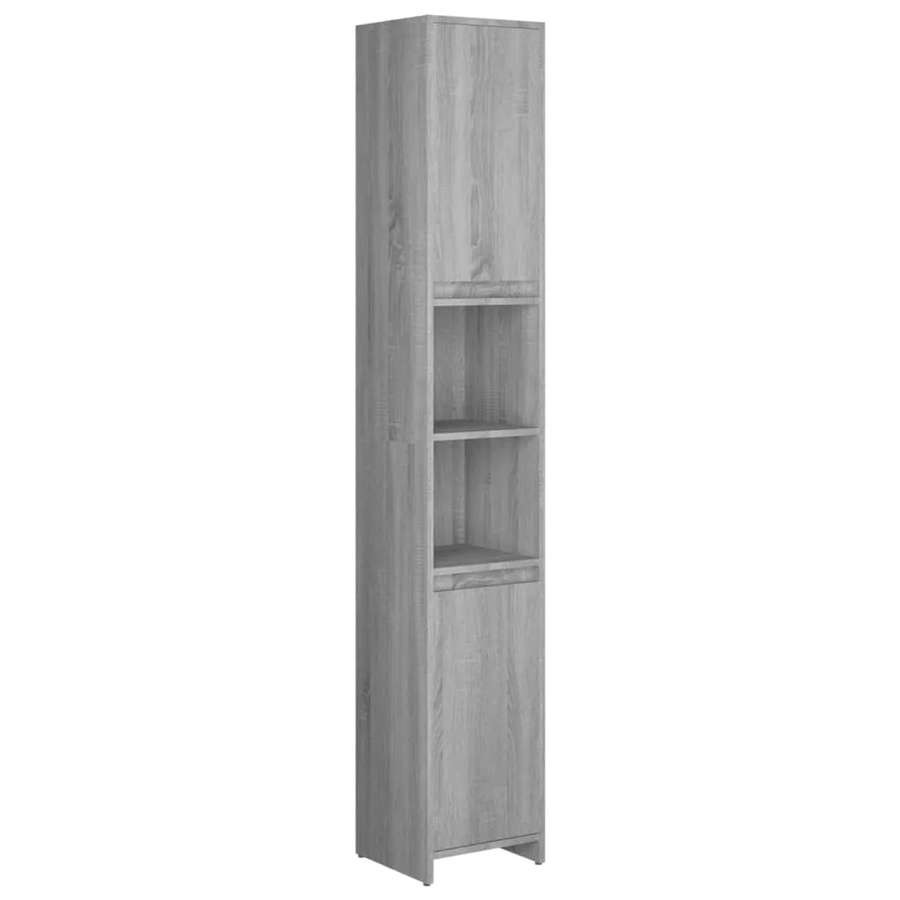 vidaXL Badezimmerschrank Grau Sonoma aus Holzwerkstoff mit Schranktüren und Regalfächern B/T/H: 30 x 30 x 183,5 cm - Bild 2