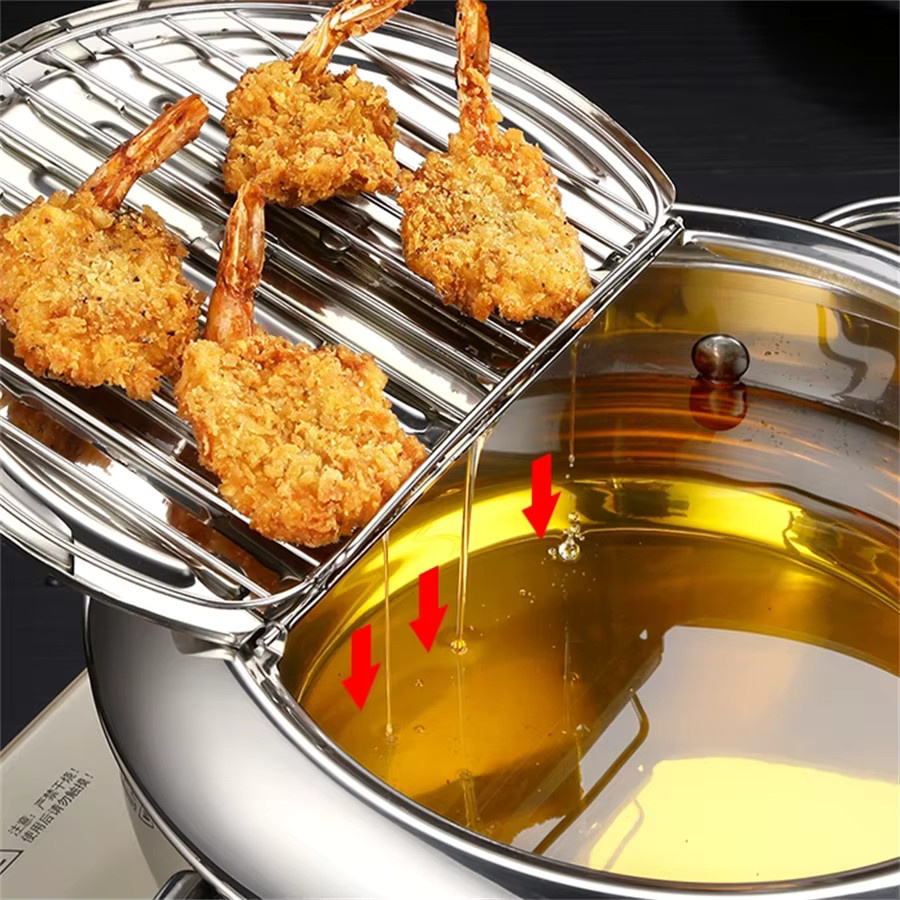 BAIJL Tempura-Fritteuse aus Edelstahl mit Thermometer und Deckel, Silber - Bild 5