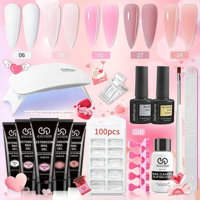 DUOLINGDAI Nagelgel-Set, 5 Farben, mit Gleitlösung und Mini-Lampe - Bild 1