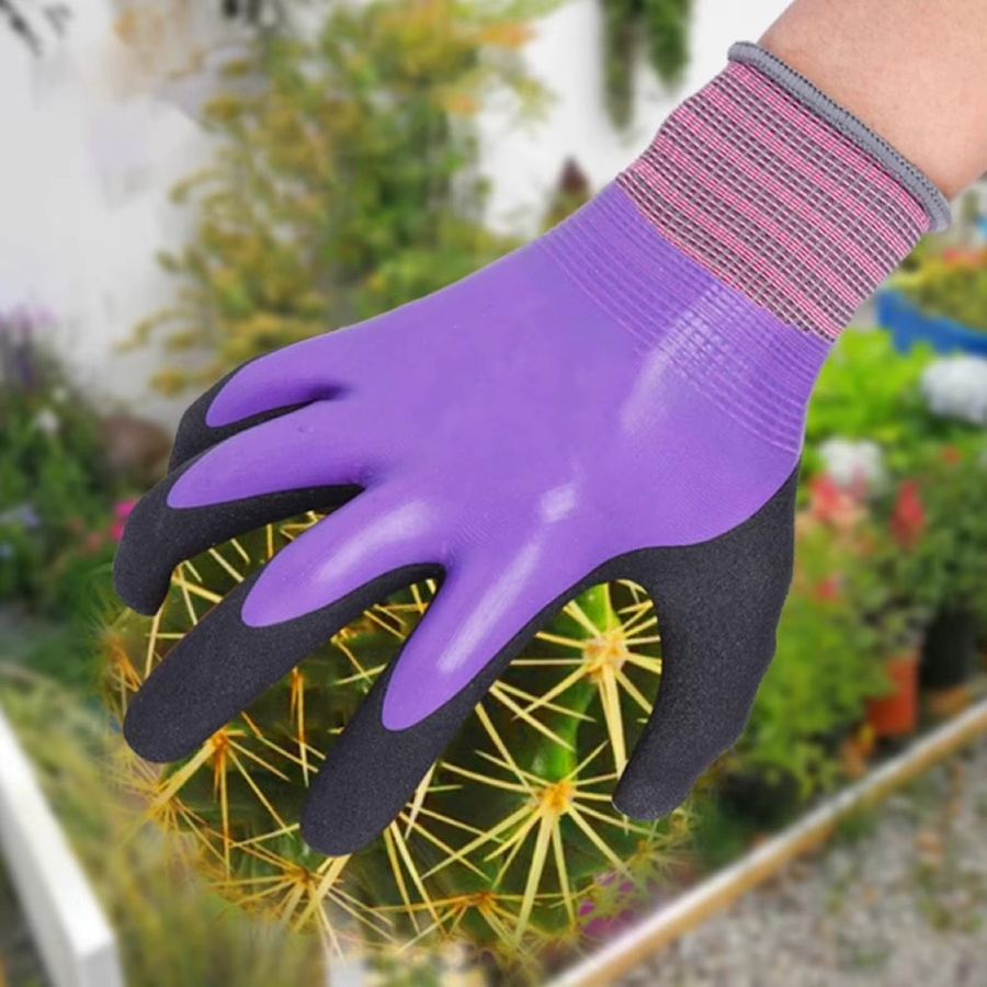Wasserdichte Latex-Arbeitshandschuhe in Lila, rutschfeste und elastische Sicherheitshandschuhe für Reinigung, Küche und Gartenarbeit - Bild 4