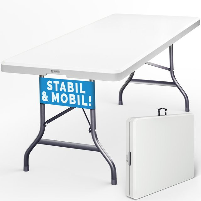 Casaria Buffettisch aus Kunststoff in Weiß mit Stahlgestell, B/T/H: 183 x 76 x 74 cm - Bild 1