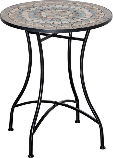 Outsunny Gartentisch aus Metall mit Keramikplatte in geometrischem Design, Höhe: 71 cm, Breite: 60 cm, Tiefe: 60 cm - Bild 1