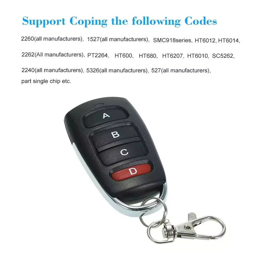 Garage Fernbedienung RF 433 MHz Wireless Fixed Code Duplikator mit 4 Tasten in Schwarz - Bild 2