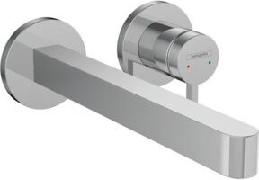 Hansgrohe Finoris UP-Waschtisch-Einhebelmischer Fertigmontageset in Chrom, wandmontiert mit Pop-up-Abfluss, Ausladung: 22,8 cm - Bild 1
