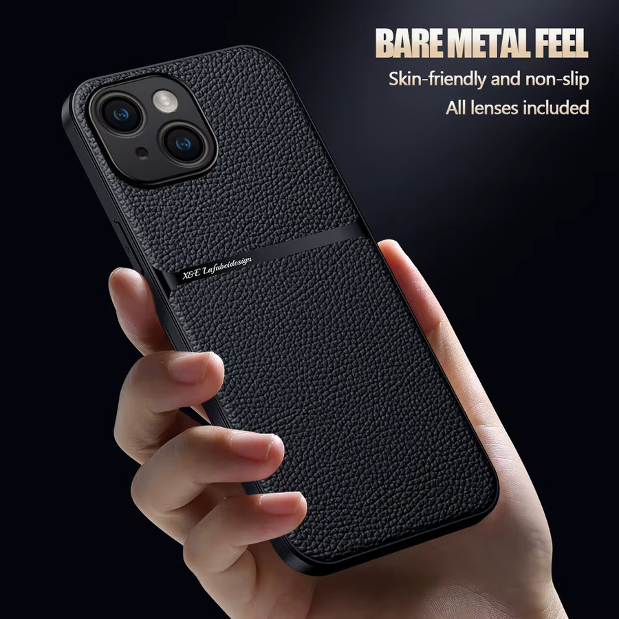 Luxus Leder Schutzhülle mit MagSafe Magnet für iPhone 17 Pro Max 16 15 14 13 12 11 in Schwarz und Gelb matte stoßfeste Abdeckung - Bild 3