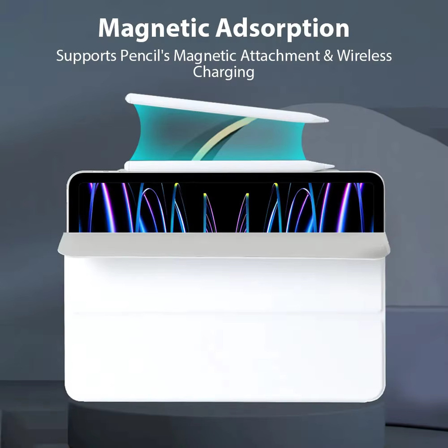 IQPEA Magnetische Schutzhülle für iPad Pro 11 und 12.9 Zoll sowie iPad Air 4, 5, 6 und iPad 10. Generation in Grau oder Weiß - Bild 4