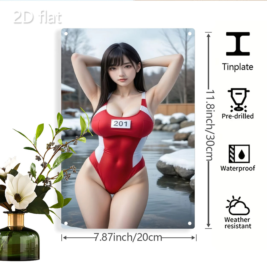 CIFBUY Metall-Wandkunst Winterwunderland mit Schneeflocken in Rot, Rechteckiges 2D-Metallschild für Zuhause und Büro, Breite: 30,0 cm, Höhe: 20,0 cm - Bild 2