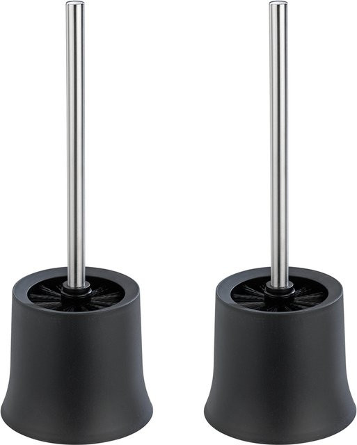 WENKO WC-Garnitur Basic 2er Set aus Kunststoff in Schwarz inklusive WC-Bürste - Bild 1