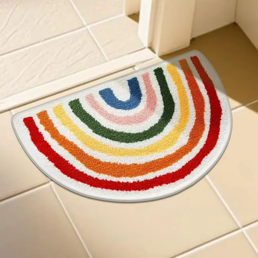 VIKAMA Moderner Regenbogenteppich in Multicolour als halbkreisförmige Bodenmatte für Flur und Badezimmer, B/T: 60 x 40 cm - Bild 3