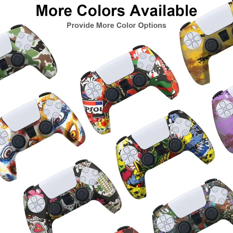 TECTINTER Silikon Schutzhülle für PS5 Controller in Weiß und Multicolour mit Anti-Slip Funktion - Bild 3