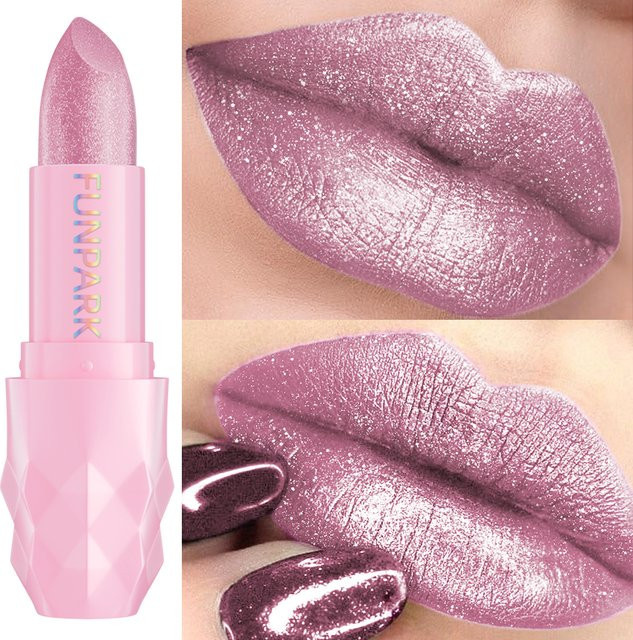 FUNPARK Metallischer Glitzer-Lippenstift, rot, rosa, feuchtigkeitsspendend - Bild 1