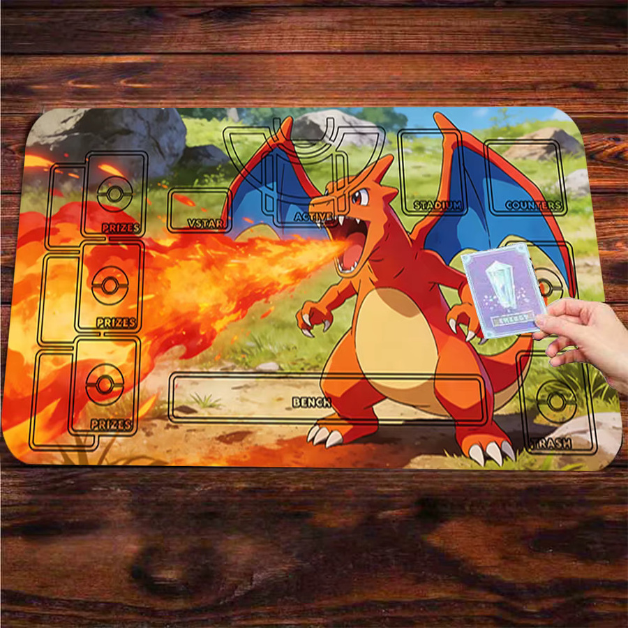 Potdemiel Pokémon Glurak Feuerstoß TCG Spielmatte, Schreibtischunterlage - Bild 3