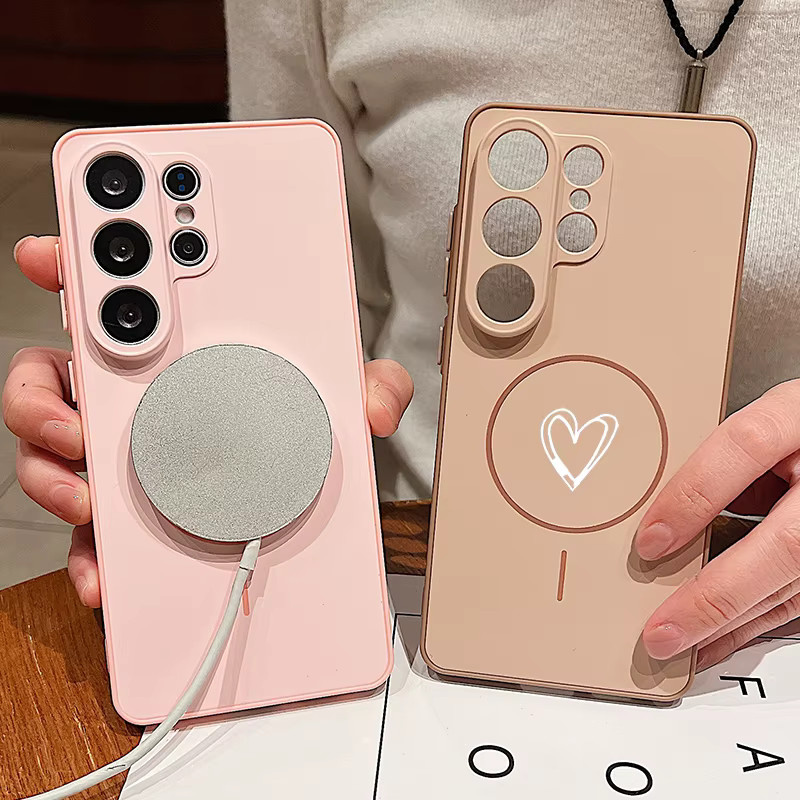 Magnetische Handyhülle mit Herz-Print für Samsung Galaxy S26 S25 S24 S23 Ultra S25 FE A57 A37 A17 A56 A55 A36 A16 A15 5G in Grün - Bild 2