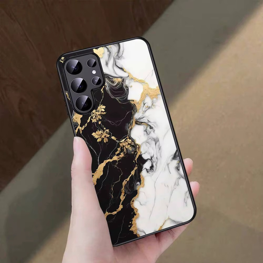 Handyhülle mit Marmor-Design in Schwarz und Gold für Samsung Galaxy S24 FE, S25 Ultra, S22 Ultra 5G und weitere Modelle - Bild 2