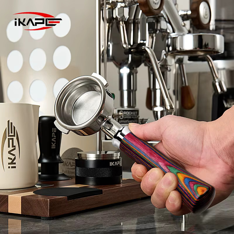 Ikape Bodenloser Siebträger mit farbigem Holzgriff für Delonghi, Barsetto, Flair 58 und weitere, Durchmesser: 51 mm, 54 mm oder 58 mm - Bild 3