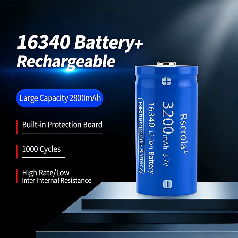 Rscrola Li-Ionen-Akku 16340 mit USB-Ladegerät, 3,7 V, 3200 mAh, Blau - Bild 3