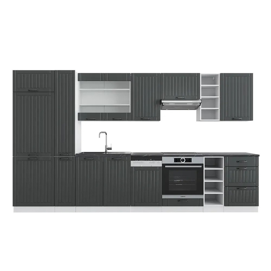 Vicco Küchenzeile Fame-Line Landhausstil in Weiß, Grau und Anthrazit, Breite: 355 cm - Bild 3