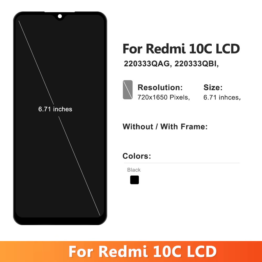 Xiaomi Redmi 10c LCD-Display Touchscreen Digitalisierer mit Rahmen in Schwarz, 6.71 Zoll - Bild 3
