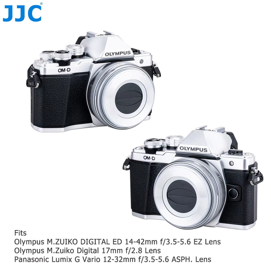 JJC Auto Objektivdeckel in Schwarz für Olympus M. ZUIKO DIGITAL ED 14-42mm f/3,5-5,6 EZ, Olympus M. ZUIKO DIGITAL ED 17mm f/2,8 und Panasonic G Vario 12-32mm f/3,5-5,6 ASPH (Micro Four Thirds) - Bild 3