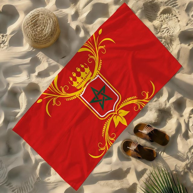 Creative Man Strandtuch Flagge von Marokko in Rot und Weiß, B: 150 cm, H: 220 cm - Bild 1