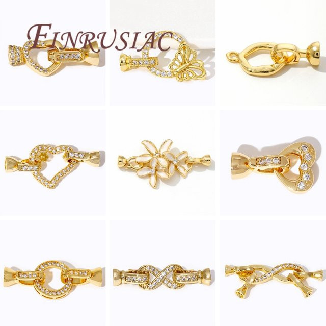 FINRUSIAC Verbinder, 18K vergoldet, Messing, Zirkon, Unisex - Bild 1
