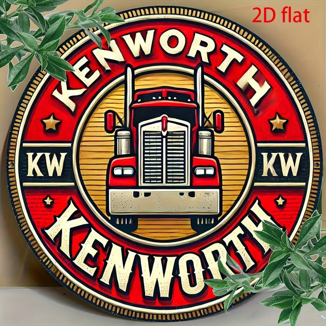Potdemiel Kenworth Truck Logo Aluminium Metallschild im Vintage-Stil, Wandkunst für Zuhause und Büro, B/H: 20,32 x 20,32 cm, Mehrfarbig - Bild 1