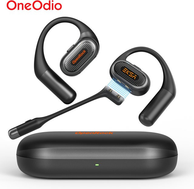 OpenRock Link 20 AI Translator Bluetooth 6.0 Kopfhörer Open Ear Drahtlose Sport-Ohrhörer mit magnetischem ENC-Mikrofon IPX7 in Schwarz - Bild 1
