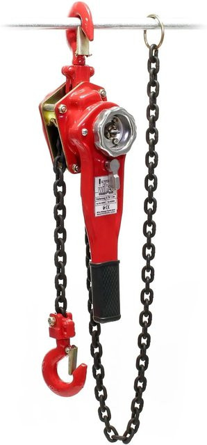 Wiltec Kettenzug Handkran mit 15 m Seillänge, Hebezug 750 kg, Farbe Rot-Schwarz - Bild 1