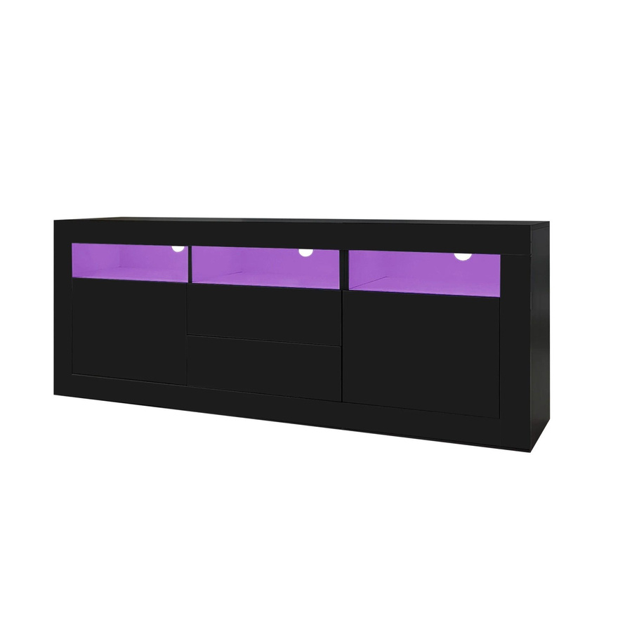 okwish TV Schrank in Schwarz Hochglanz mit LED App Steuerung, B/T/H: 160 x 35 x 60 cm - Bild 2